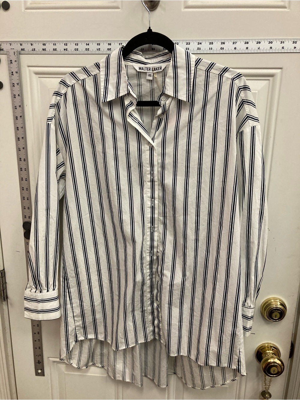 Walter Baker White & Black Striped Oversized Button-Down Shirt